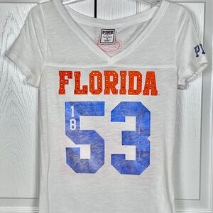 PINK Victoria’s Secret w 5th & OCEAN women’s T-Shirt Size S White Florida Gator